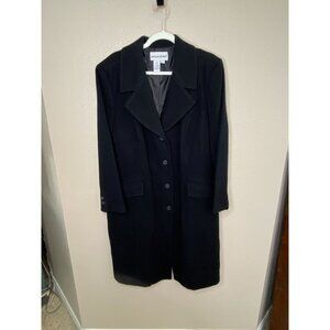 Jessica London Wool Blend Black Coat Women’s Plus Size 18W Button Front Longline